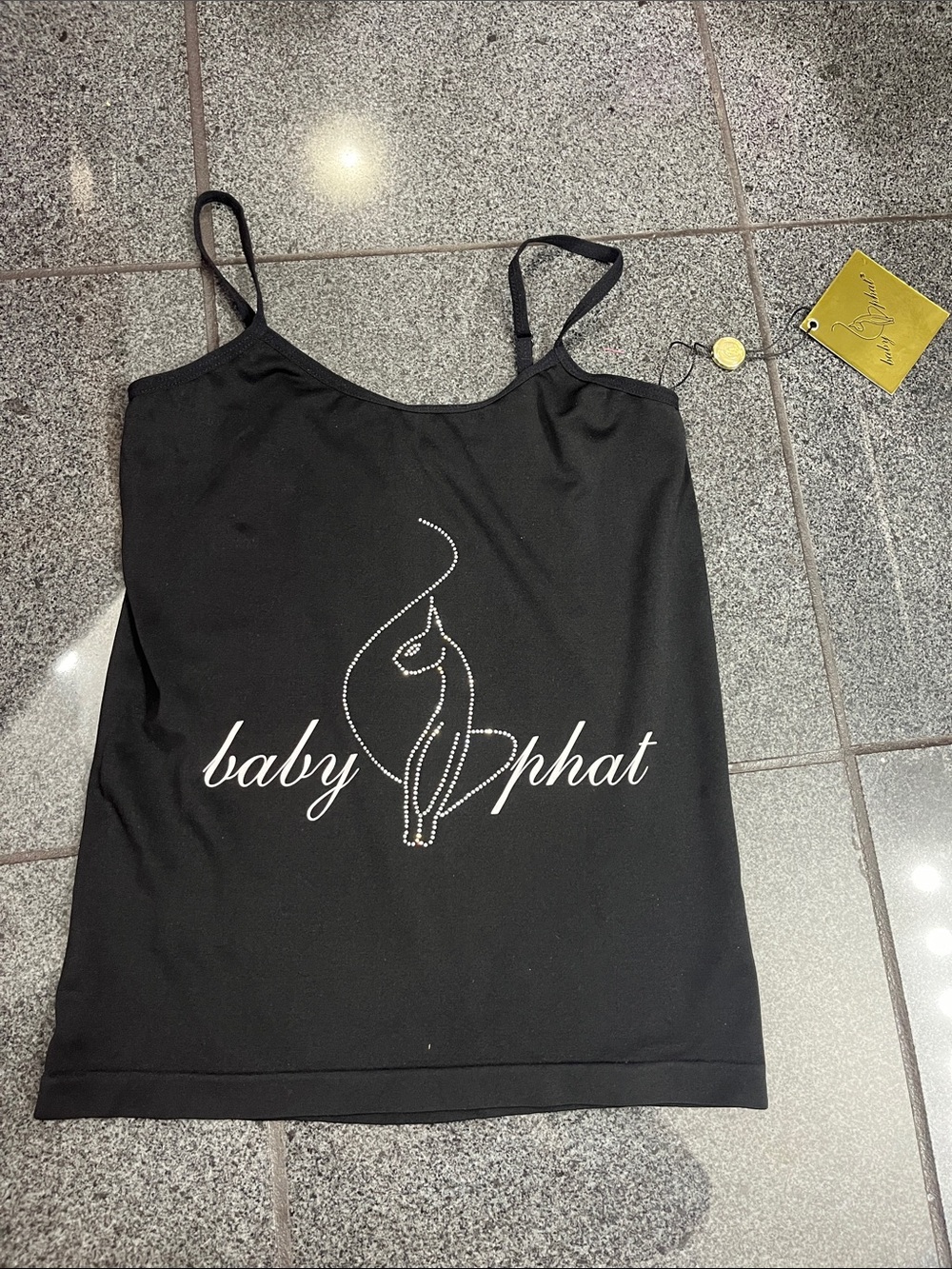 Baby Phat Black Rhinestone Logo Cami